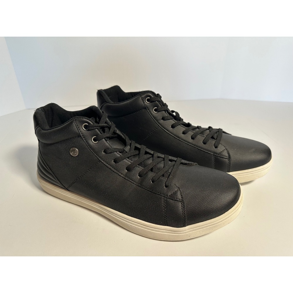 Charly Urbano Collection Mens Black Textured High Top Sneakers Lace Up Shoes